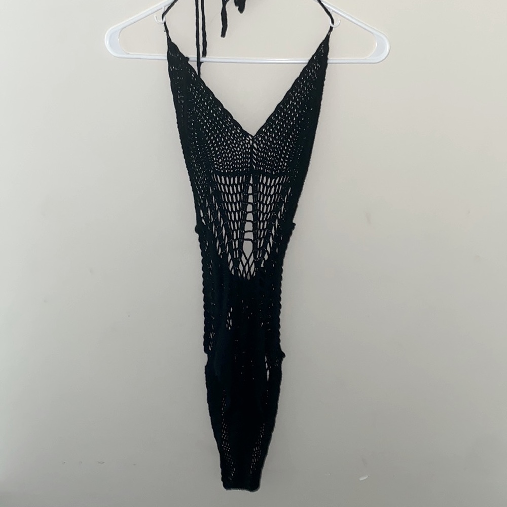 Backless crocheted one piece
